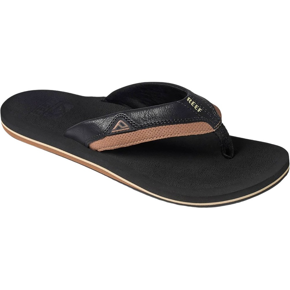 Reef Cushion Dawn Flip-Flops / Sandals - NWT Mens 12 Black / Tan - #48317-A8